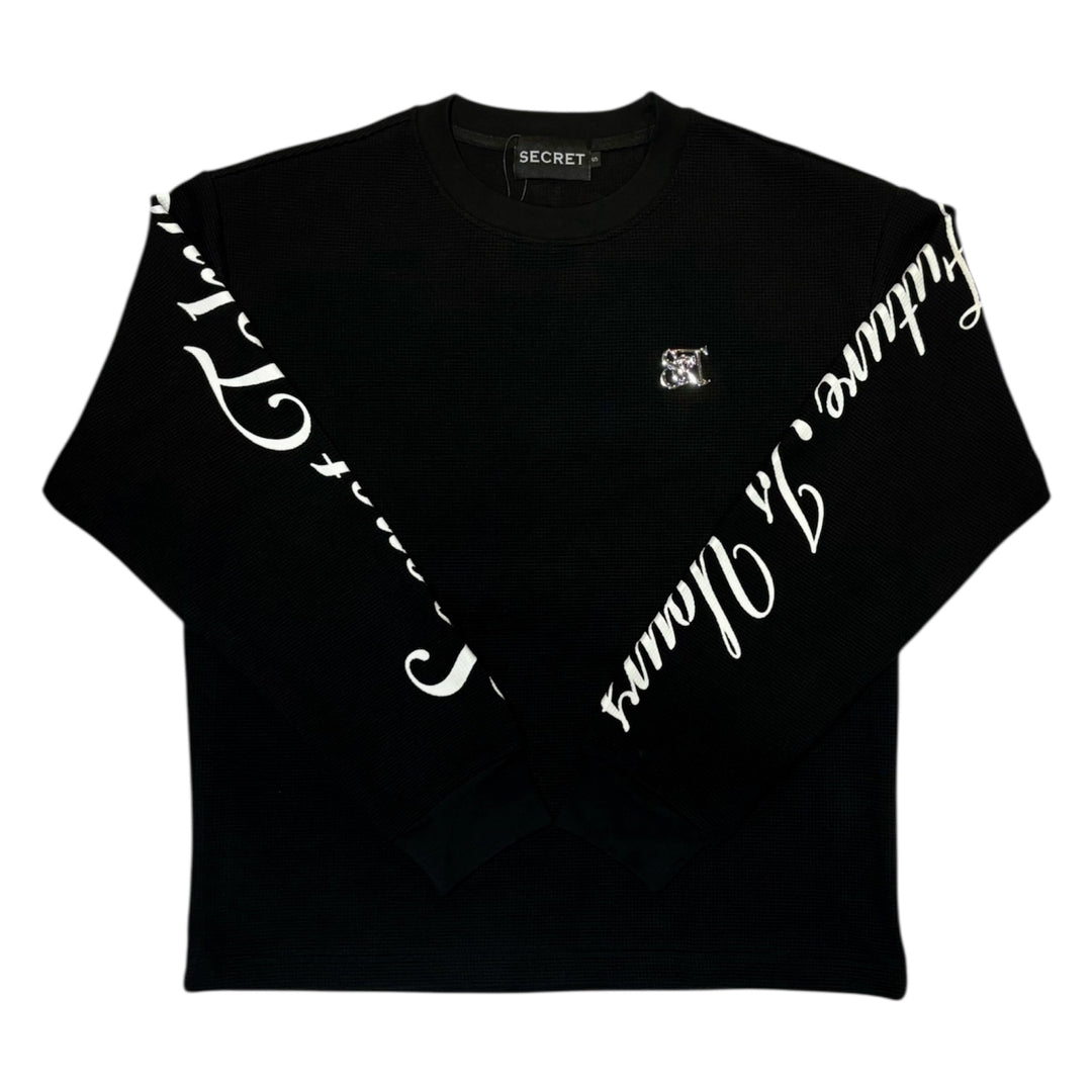 SECRET WAFFLE KNIT BLACK