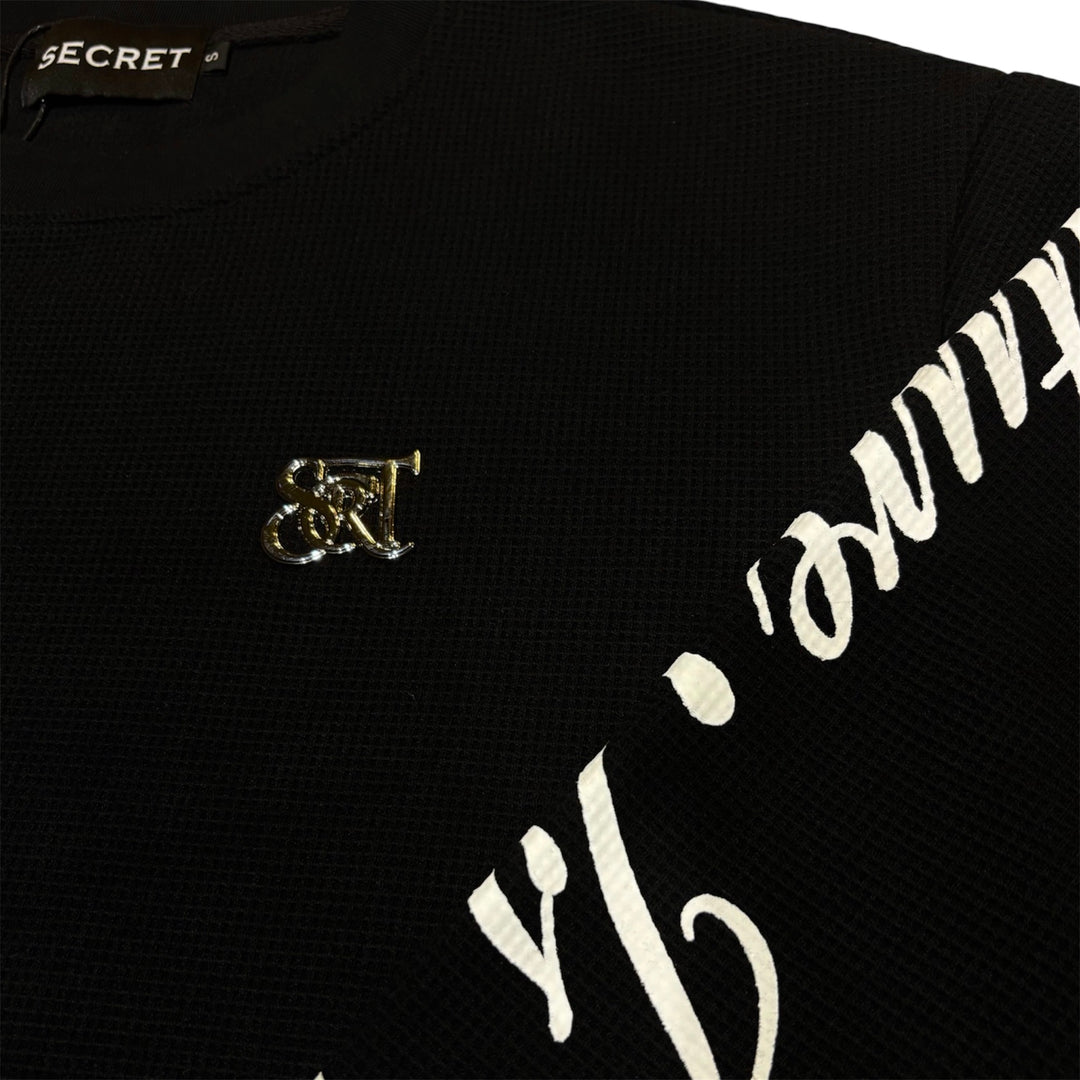 SECRET WAFFLE KNIT BLACK